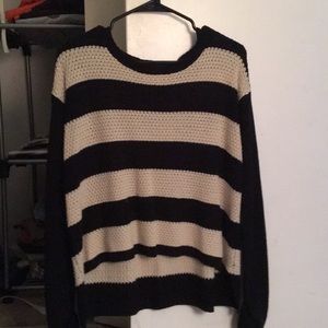 White and black striped sweater